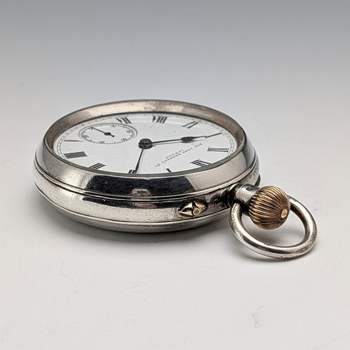 1903 年英國古董約翰貝內特懷錶銀色側開面狀況良好