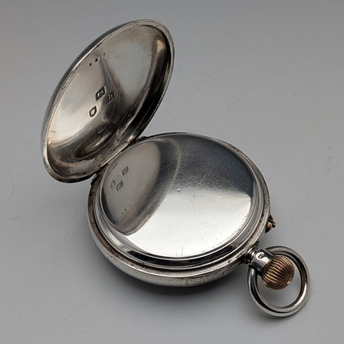 1903 年英國古董約翰貝內特懷錶銀色側開面狀況良好