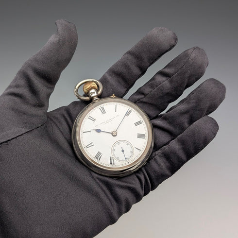 1903 年英國古董約翰貝內特懷錶銀色側開面狀況良好