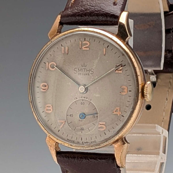 大約 1960 年代英國復古史密斯手錶 SMITH DeLux 15 顆寶石機械運作良好
