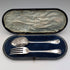 Mid-19th Century British Antique Silver Plated Christening Cutlery Pair in Case by Thomas Wilkinson