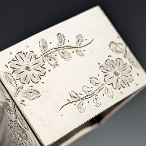 約 1900 年英國古董鍍銀餐巾環 5 件套帶盒