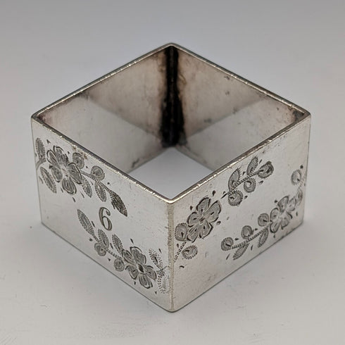 約 1900 年英國古董鍍銀餐巾環 5 件套帶盒