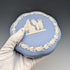 Vintage British Wedgwood Jasperware Round Box for Small Items, Pale Blue