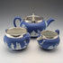 British antique Wedgwood tea set, Jasperware, Royal Blue