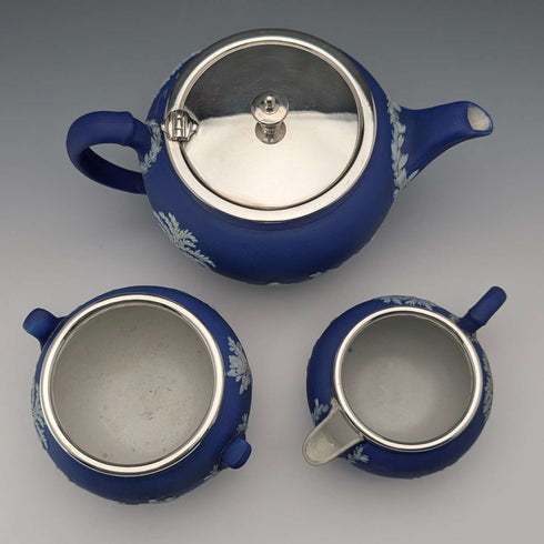 英國古董韋奇伍德茶具碧玉瓷器寶藍色