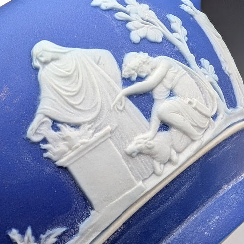 British antique Wedgwood tea set, Jasperware, Royal Blue