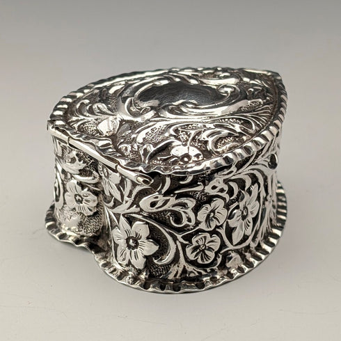 1892年 英国アンティーク 純銀製 ハート形ボックス 25g