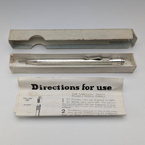 英国ヴィンテージ ライフロング 純銀製 シャープペンシル 紙箱・リーフレット付