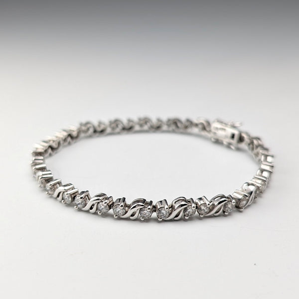Vintage Sterling Silver and Zirconia Tennis Style Bracelet