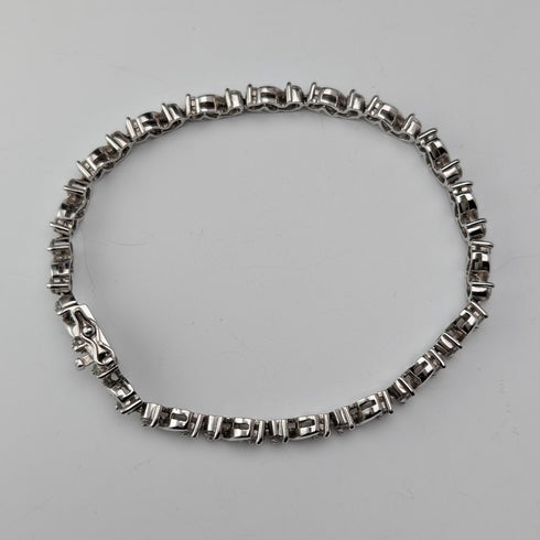 ヴィンテージ 純銀&ジルコニア テニススタイル ブレスレット