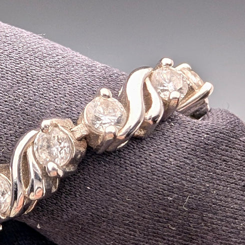 ヴィンテージ 純銀&ジルコニア テニススタイル ブレスレット