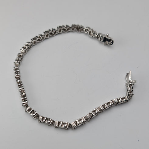 ヴィンテージ 純銀&ジルコニア テニススタイル ブレスレット