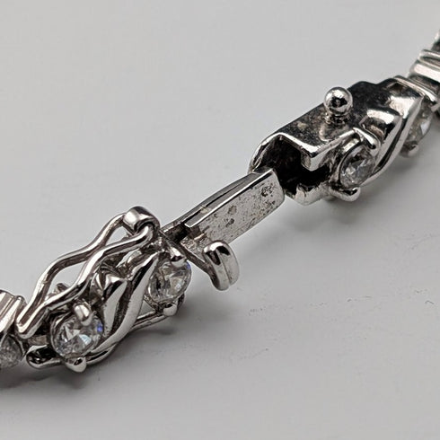 ヴィンテージ 純銀&ジルコニア テニススタイル ブレスレット