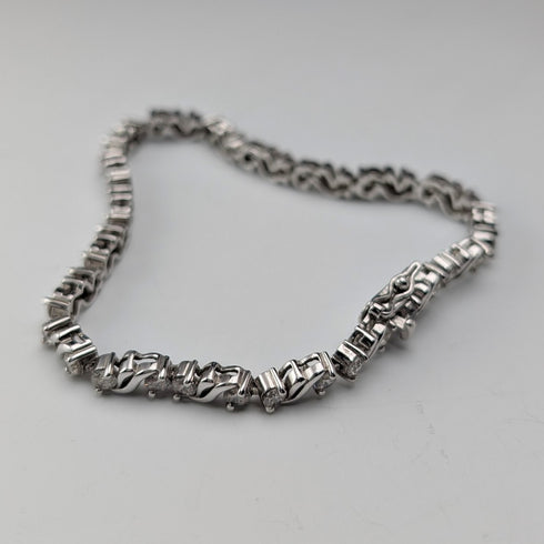 ヴィンテージ 純銀&ジルコニア テニススタイル ブレスレット