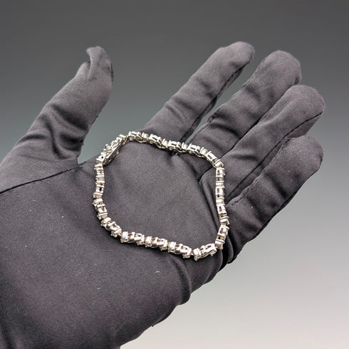 ヴィンテージ 純銀&ジルコニア テニススタイル ブレスレット