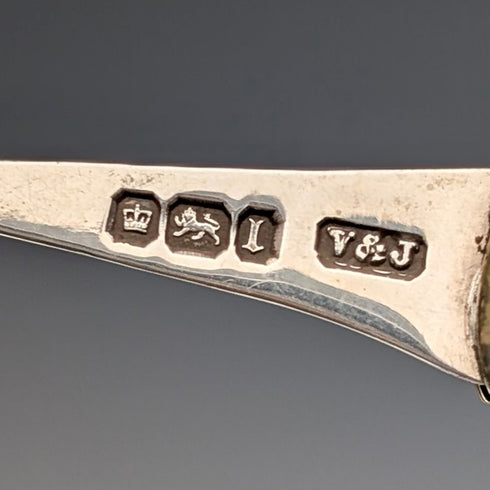 1903年 英国アンティーク 白蝶貝ハンドル 純銀ボタンフック Villiers&Jackson