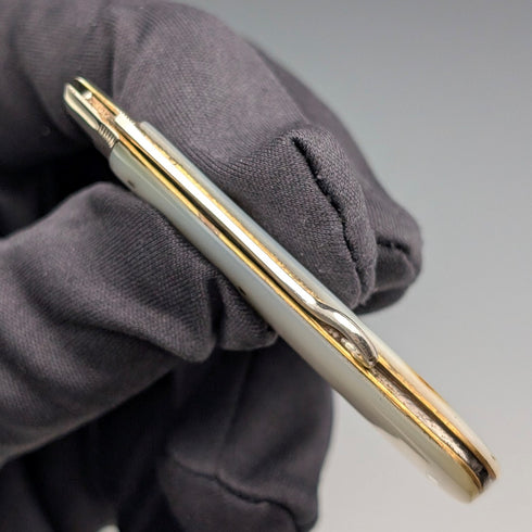 1905年 英国アンティーク 白蝶貝ハンドル 純銀ボタンフック Francis Howard