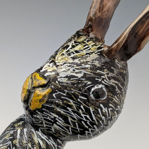 ヴィンテージ ブラウンシャフト ラビットヘッドハンドル ステッキ 杖 110cm