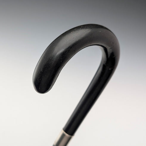 1937年 英国ヴィンテージ 紳士用 曲がりハンドル 純銀装飾 ステッキ 杖 93cm Kendall&Sons