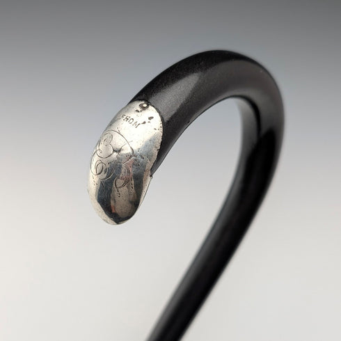 1913 年英國古董男士弧形手柄純銀裝飾手杖 92 公分 J Howell&Co Ltd