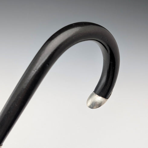 1913年 英国アンティーク 紳士用 曲がりハンドル 純銀装飾 ステッキ 杖 92cm J Howell&Co Ltd