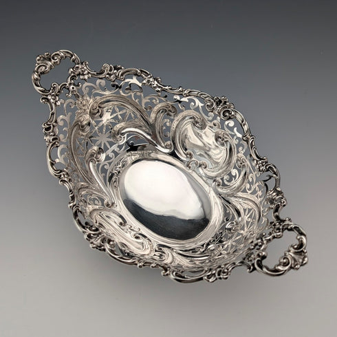 約 1900 年美國古董純銀高腳盤 205 克黑色 Starr & Frost