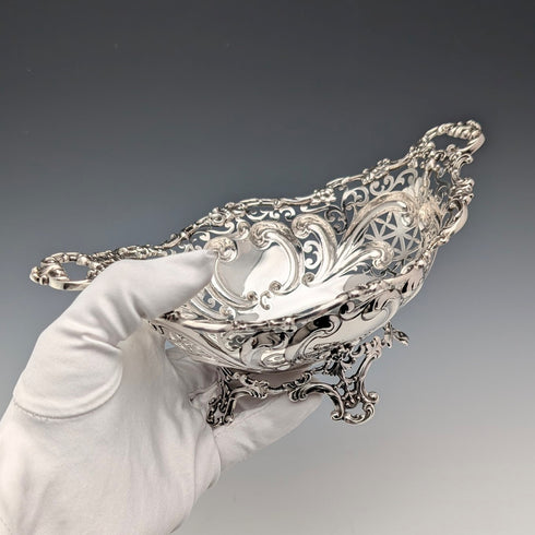 約 1900 年美國古董純銀高腳盤 205 克黑色 Starr & Frost