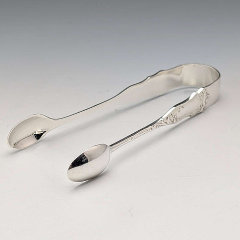 1912 British antique sterling silver tea spoons and sugar tongs set, 6 pieces, 108g, case included, Joseph Rodgers & Sons