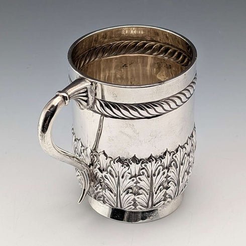 1894 British antique sterling silver mug 141g Josiah Williams & Co.