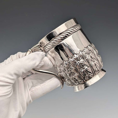 1894 British antique sterling silver mug 141g Josiah Williams & Co.