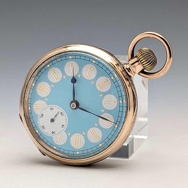 復古精美錶盤懷錶鍍金丹尼森錶殼,工作狀況良好