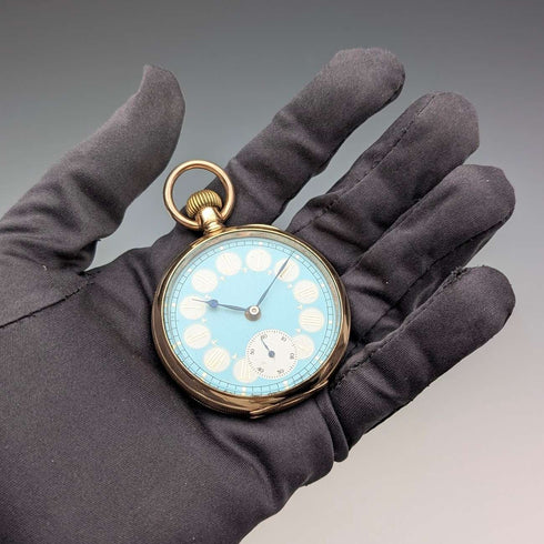 Vintage Fancy Dial Pocket Watch Gold Filled Denison Case In Good Working Condition