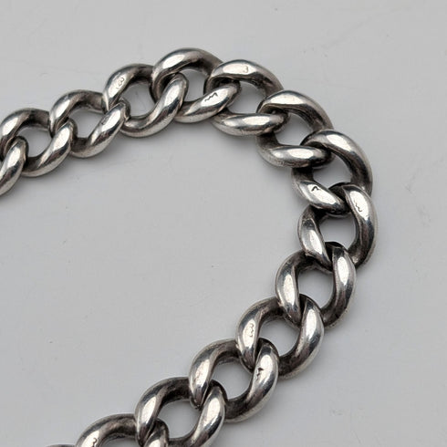 1900年頃 英国アンティーク 純銀製アルバートチェーン 41g 純銀ライオンパサントフォブ