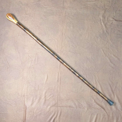 Vintage brown shaft rondelle handle walking stick 93cm