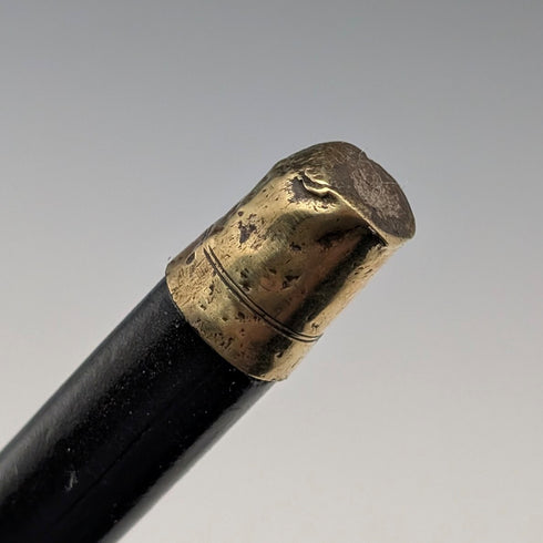 1919年 英国アンティーク 紳士用 曲がりハンドル 純銀装飾 ステッキ 杖 91cm Henry Tracy&Sons