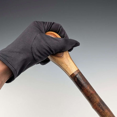 Vintage brown shaft rondelle handle walking stick 93cm