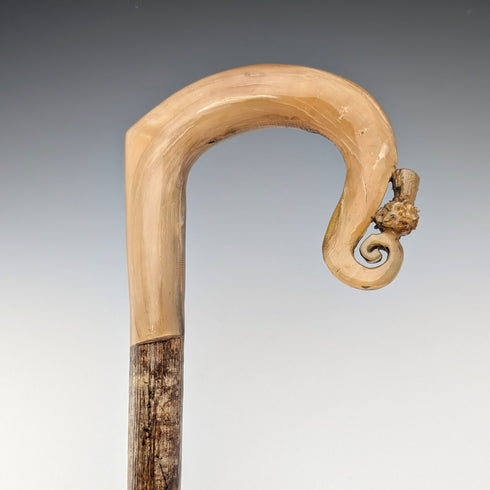 【ご注文品】英国スコットランド 紳士用 ホーンハンドル 羊飼いステッキ 杖 133cm