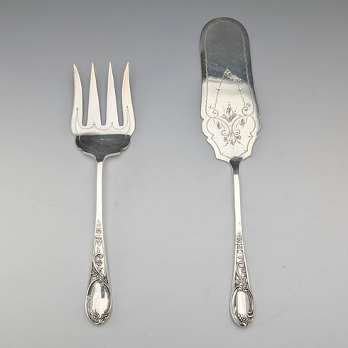 19世紀後半 英国アンティーク シルバープレート製 サービングカトラリーペア ABS ケース入