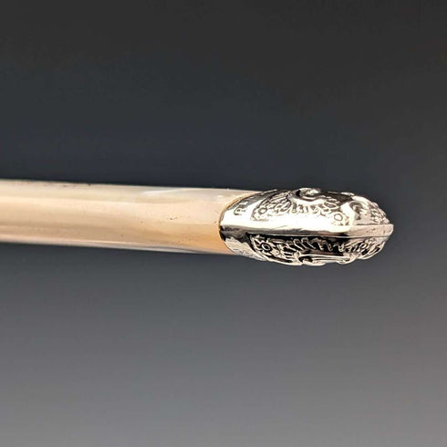 1890年頃 英国アンティーク 白蝶貝ハンドル 純銀装飾 デザートカトラリー6ペア Allen&Darwin