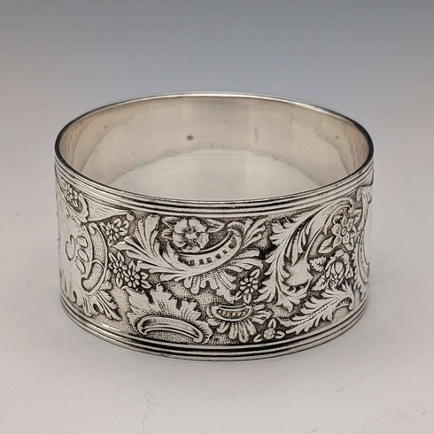 Antique British silver plate napkin rings, set of 6