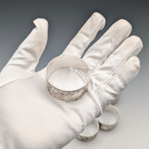 英国アンティーク シルバープレート製 ナプキンリング 6個セット