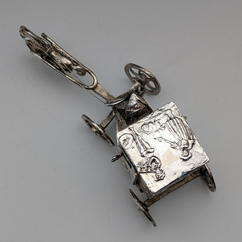 1907 British antique sterling silver carriage miniature 72g Boaz Moses Lendeck