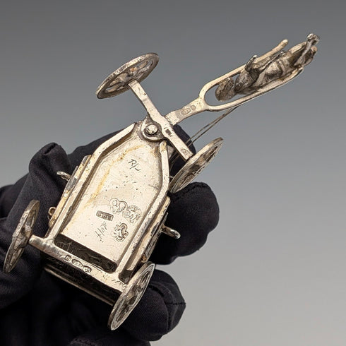 1907 British antique sterling silver carriage miniature 72g Boaz Moses Lendeck