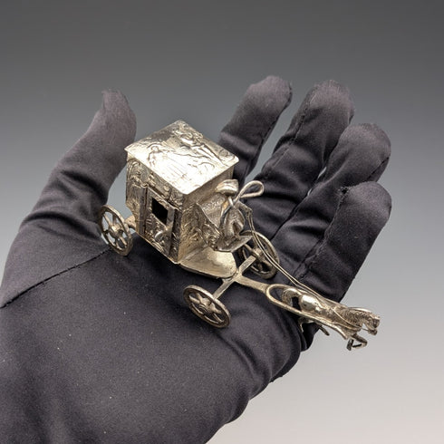 1907 British antique sterling silver carriage miniature 72g Boaz Moses Lendeck