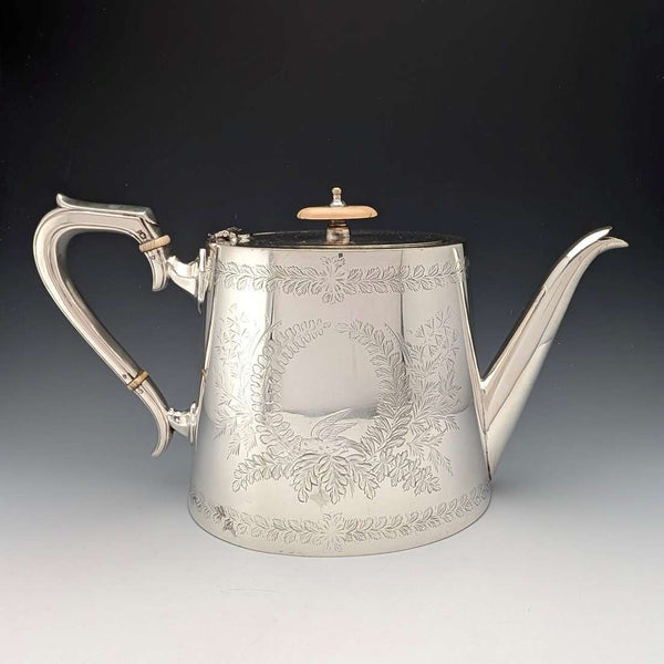 約 1900 年英國古董鍍銀鼓形茶壺