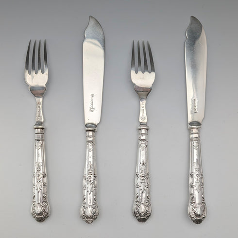 2 pairs of antique British silver handle cutlery from around 1890