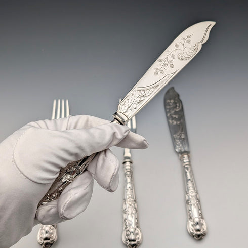 2 pairs of antique British silver handle cutlery from around 1890