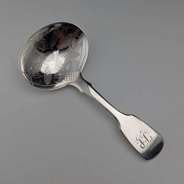 1834 British antique sterling silver tea caddy spoon by John, Henry & Charles Lias