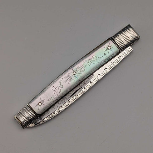 英國古董白色珍珠柄雙刃筆刀